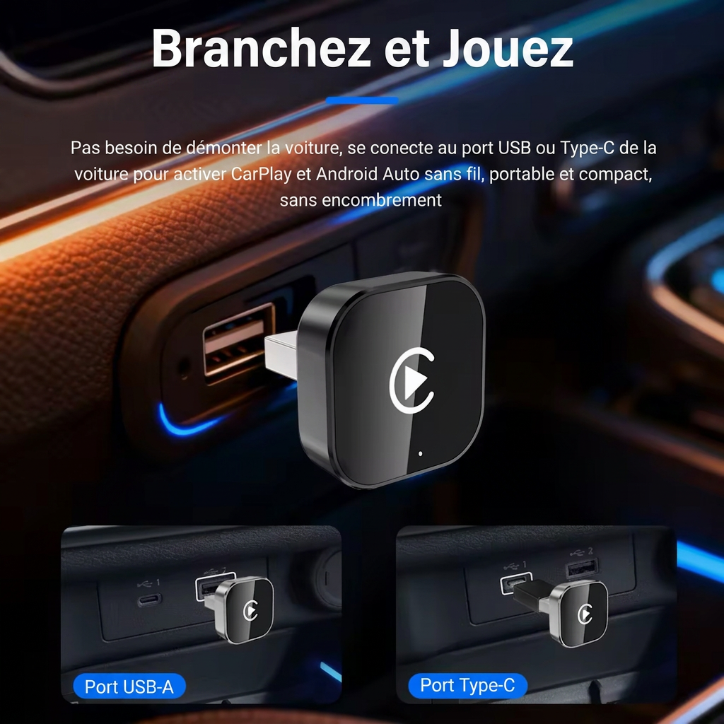 Écran Toyota avec CarPlay connecté via l'adaptateur sans fil Carboost