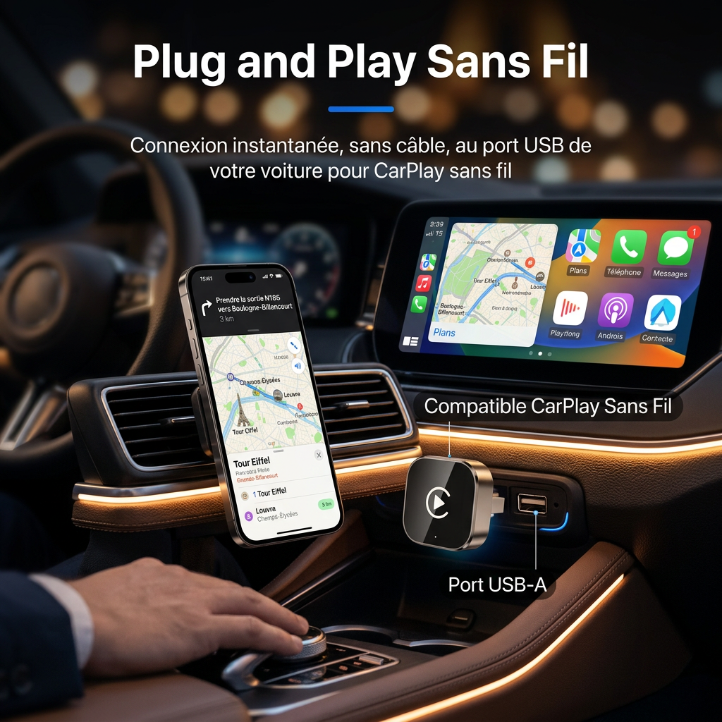 Adaptateur CarPlay sans fil Carboost - Plug and Play