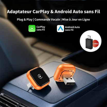Adaptateur CarPlay & Android Auto Sans Fil – 2-en-1, Connexion Instantanée