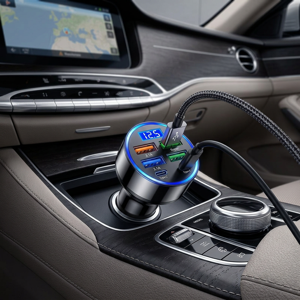 Chargeur voiture 30W Carboost branché dans allume-cigare