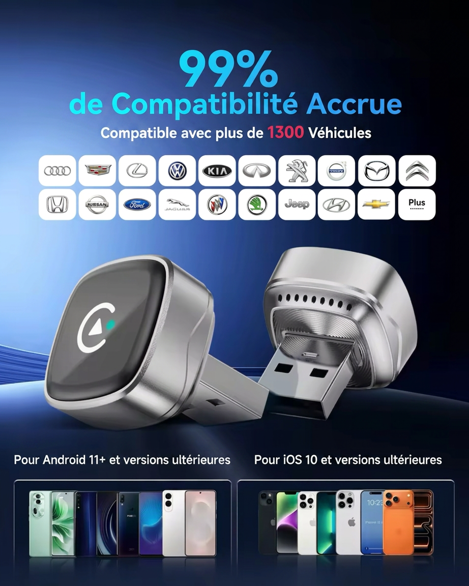 Adaptateur CarPlay sans fil Carboost – vue isolée du boîtier