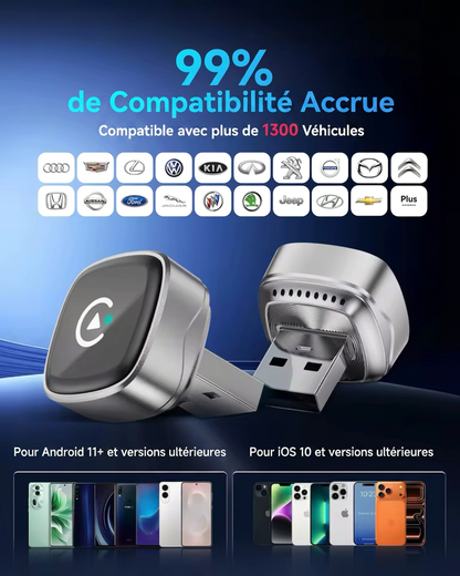 Adaptateur CarPlay sans fil Carboost – vue isolée du boîtier